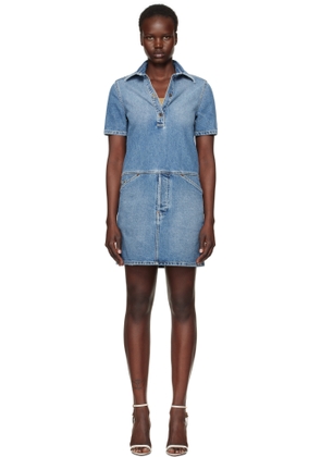 Moschino Blue Laurel Crown Emblem Denim Minidress