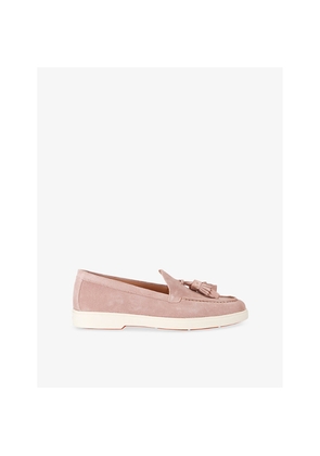 Womens Santoni Feudal Tassel-Trim Suede Loafers
