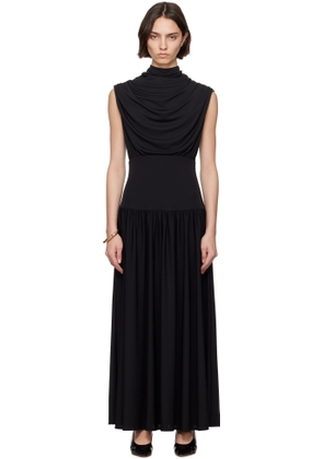 Kallmeyer Black Victoria Draped Maxi Dress