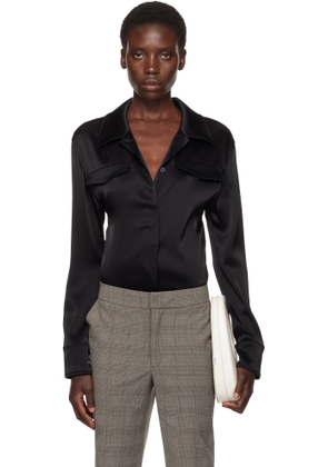 Courrèges Black Backless Satin Bodysuit