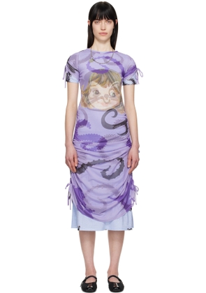 Chopova Lowena Purple Ballast Short Sleeve Midi Dress