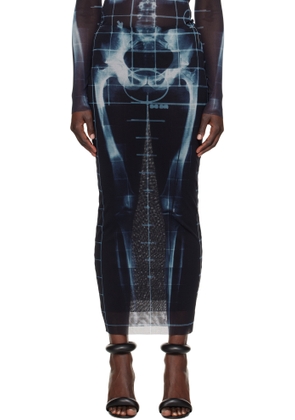 Jean Paul Gaultier Black & Blue 'The Squeletor' Maxi Skirt