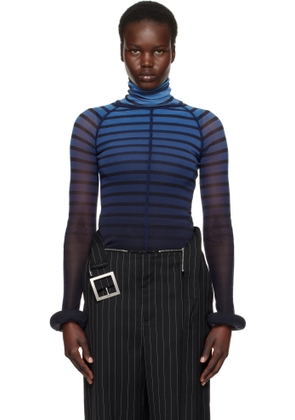 Jean Paul Gaultier Blue 'The 3D Striped' Turtleneck