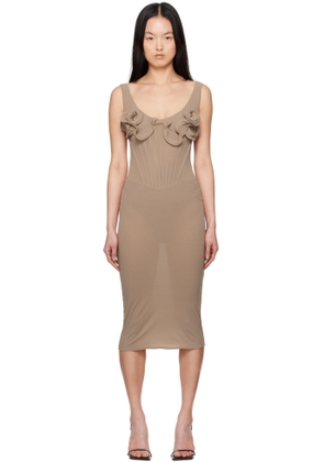 Magda Butrym Beige Flower Bustier Midi Dress