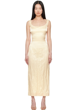 Magda Butrym Off-White Round Neck Midi Dress