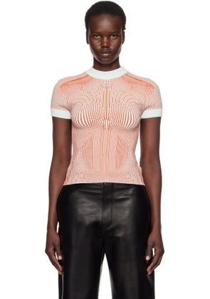 Jean Paul Gaultier Orange & Green 'The Morphing Pinstripes Jacquard' T-Shirt