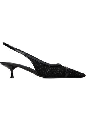 Victoria Beckham Black Mesh Slingback Kitten Heel