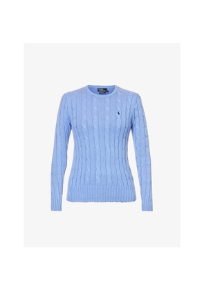 Womens Polo Ralph Lauren Julianna Brand-Embroidered Cable-Knit Cotton Top