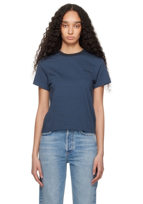 Dunst Blue & Navy Essential Stripe Logo T-shirt