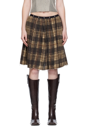 R13 Brown Knee-Length Kilt Reversible Midi Skirt