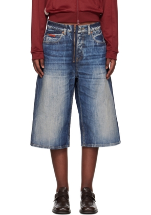 Martine Rose Blue Zip Denim Shorts