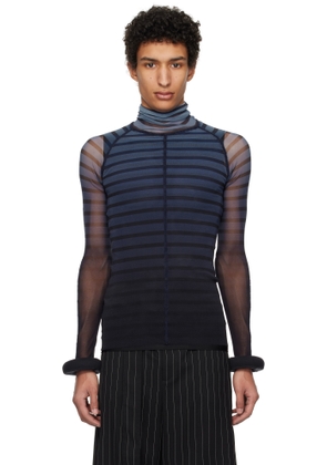 Jean Paul Gaultier Black & Blue 'The 3D Striped' Top