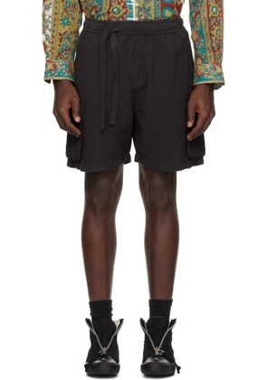 Maharishi Black Hemp Cargo Asym Track Shorts