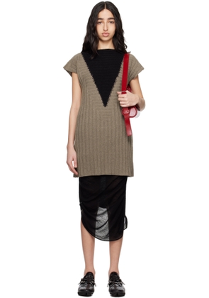 Kiko Kostadinov Brown & Black Dakota Vest Minidress