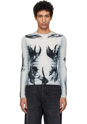 Jean Paul Gaultier Off-White & Navy Flower Body Morphing T-shirt