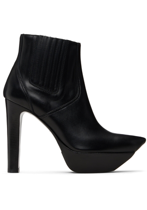 R13 Black Pointy Toe Platform Heeled Ankle Boots
