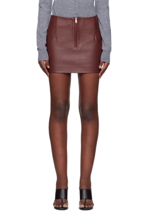 REMAIN Birger Christensen Burgundy Bonded Leather Miniskirt