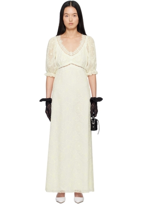 Anna Sui Off-White Poppy Embroidered Maxi Dress