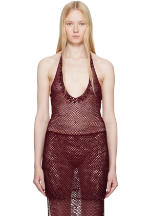 Mirror Palais Burgundy Crochet Tunic Top