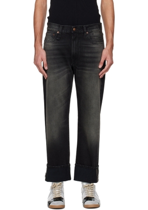 R13 Black Cuffed Boyfriend Jeans