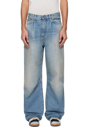 R13 Blue Wayne Articulated Knee Jeans