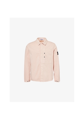 Mens Stone Island Logo-Patch Regular-Fit Cotton-Blend Shirt