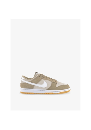 Mens Nike Dunk Low Retro Logo-Embroidered Suede Low-Top Trainers