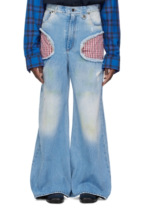 EGONlab SSENSE Exclusive Blue Openwork Jeans