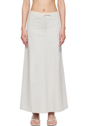 Baserange Off-White & Blue Arthur Denim Maxi Skirt