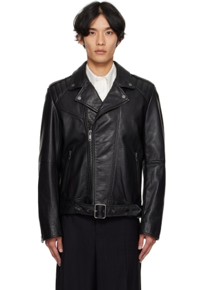 Hugo Black Leather Biker Jacket