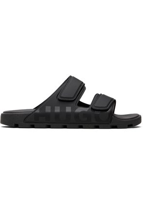 Hugo Black Logo Double Touch Sandals