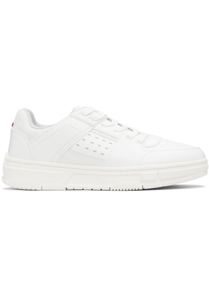 Hugo White Faux-Leather Mesh Trims Sneakers