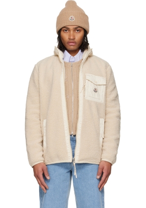 Moncler Beige Teddy Zip-Up Pocket Jacket