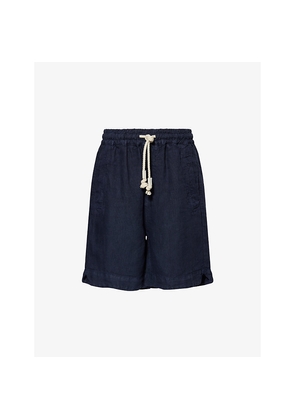Mens Eleventy Welt-Pockets Drawstring Linen Shorts