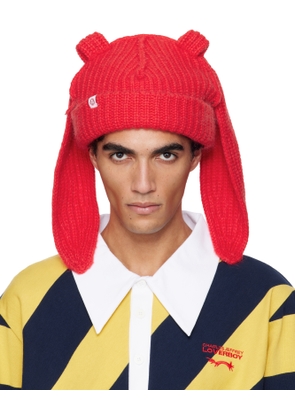 Charles Jeffrey LOVERBOY Red Mohair Chunky Rabbit Beanie