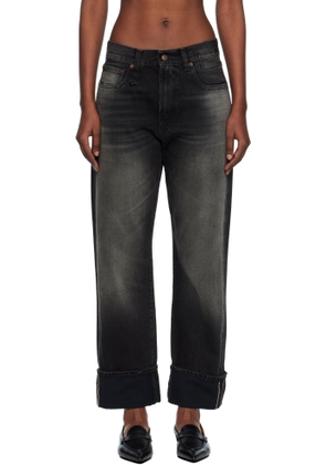 R13 Black Cuffed Boyfriend Jeans