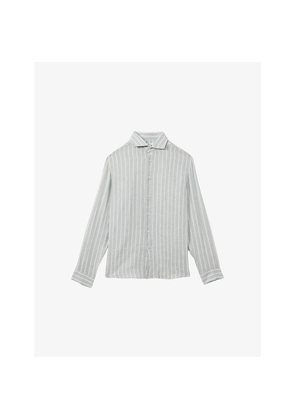 Mens Reiss Ruban Striped Linen Shirt