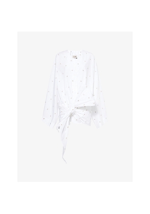 Womens The Attico Asymmetric Monogram Cotton-Blend Mini Dress