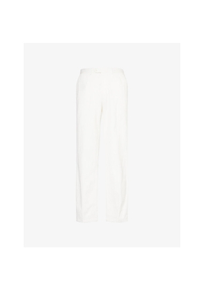 Mens Oscar Jacobson Del Straight-Leg Cotton-And-Linen Trousers