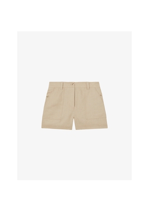 Womens Reiss Ashby Wide-Leg Linen Shorts