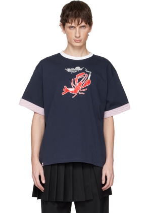 Charles Jeffrey LOVERBOY Navy Turn Up T-shirt