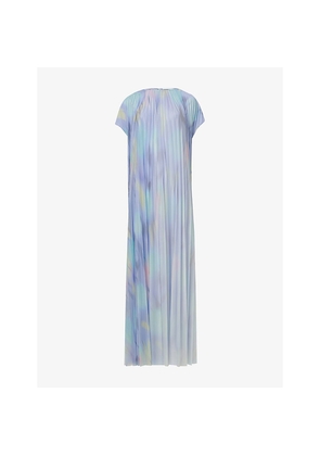 Womens Leem Abstract-Print Pleated Short-Sleeve Woven Maxi Dress