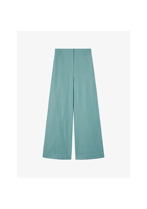 Womens Joseph Thurlow Wide-Leg High-Rise Silk and Cotton-Blend Trousers