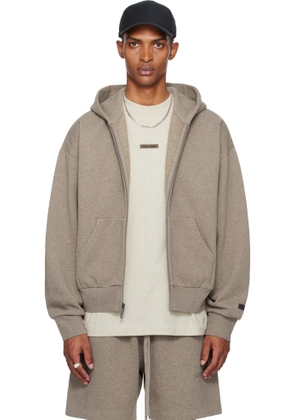 Fear of God ESSENTIALS Brown Classic Fit Fleece Zip-Up Hoodie