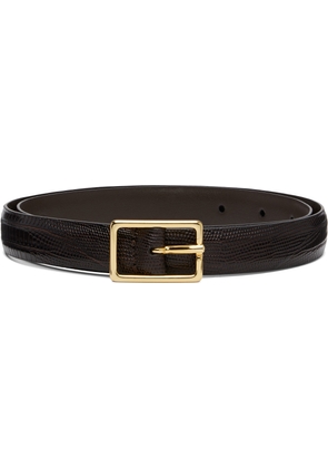 Anderson's Brown Skinny Lizard Rectangular Buckle Belt