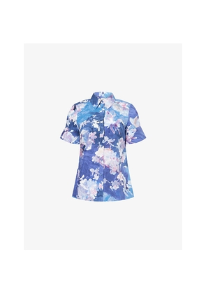 Womens Erdem Floral Short-Sleeves Cotton-Poplin Shirt