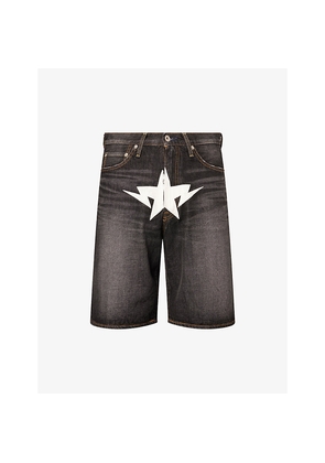 Mens A Bathing Ape Twin Star Printed Denim Shorts