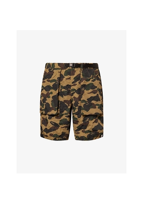 Mens A Bathing Ape Crinkle Camo Printed Cotton Shorts