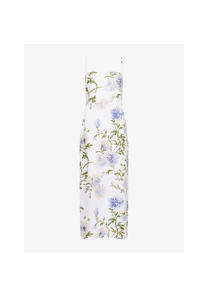 Womens Reformation Frankie Floral-Print Linen Midi Dress