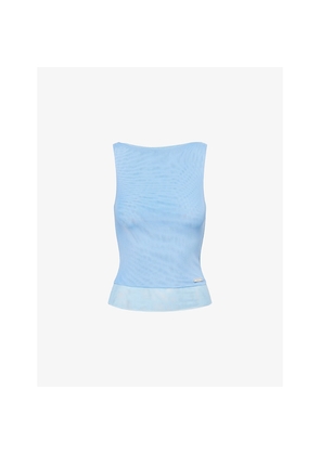 Womens House Of Sunny Multi-Layer Boat-Neck Stretch-Mesh Top